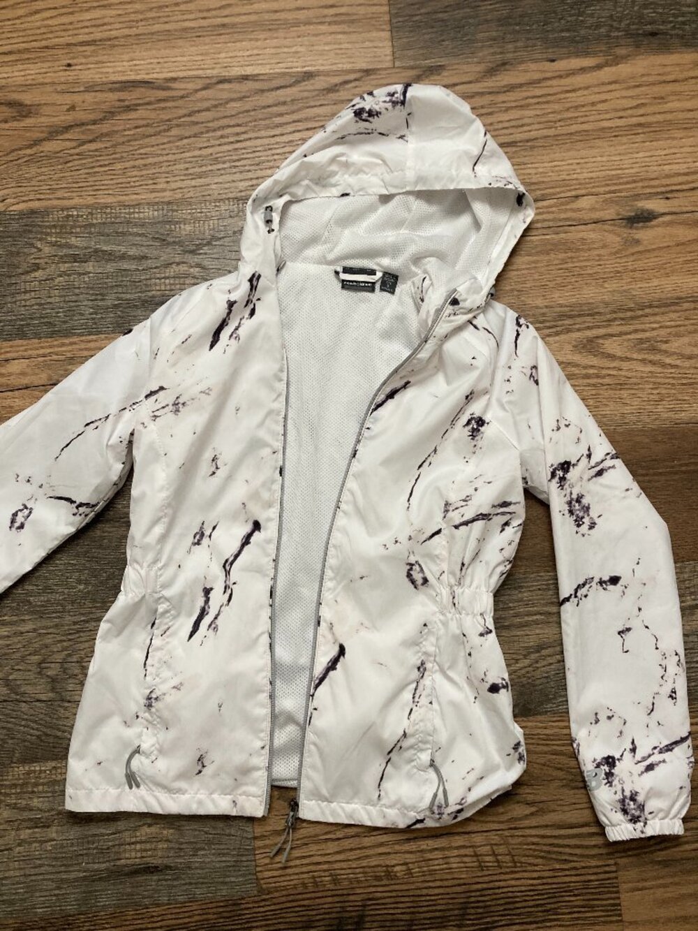 Women's New Balance White & Grey Windbreaker Full Zip Hooded Jacket - Size S